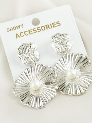 Papatya Yeni Sezon İnci Küpe-Gümüş Rengi