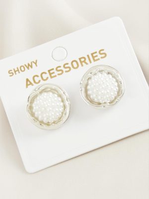 Çiçek Trend İnci Küpe-Gümüş Rengi