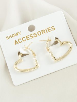 Kalp Trend Metal Küpe 2 cm-Sarı