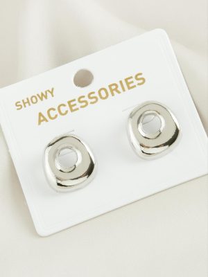 Oval Trend Metal Küpe-Gümüş Rengi