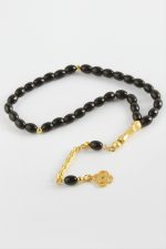 Mısır Kesim Cam Taş Tesbih 7 mm-Siyah - Görsel 2