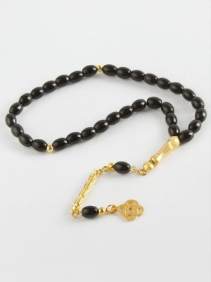 Mısır Kesim Cam Taş Tesbih 7 mm-Siyah