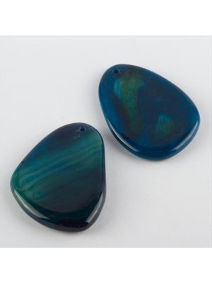 Özel Kesim Doğaltaş Plaka Akik Kolye Ucu-Mavi