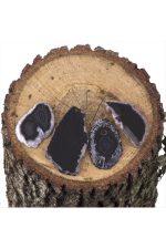 Plaka Akik Kolye Ucu-Parlak Siyah