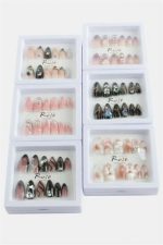 Rose Taşlı Takma Tırnak-Renkli