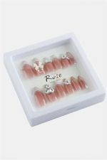 Rose Taşlı Takma Tırnak-Renkli - Görsel 4