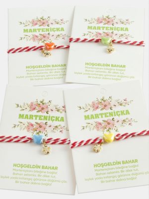 Kalp Porselen Marteniçka İp Bileklik-Kırmızı