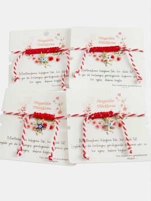 Drniz Yıldızı Marteniçka Makrome İp Bileklik-Kırmızı