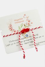 Çiçek Nazar Marteniçka Makrome İp Bileklik-Kırmızı