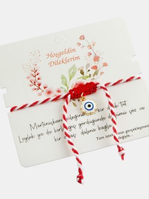 Çiçek Nazar Marteniçka Makrome İp Bileklik-Kırmızı