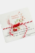 Yonca Kristal Marteniçka Makrome İp Bileklik-Kırmızı - Görsel 3