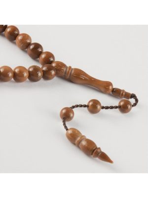 Yuvarlak Kesim Kuka Tesbih 10 mm-Açık Kahverengi