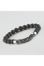 Hematit - Mat Onix Doğaltaş Bileklik-Antrasit