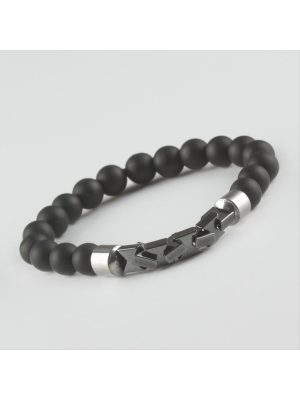 Hematit - Mat Onix Doğaltaş Bileklik-Antrasit