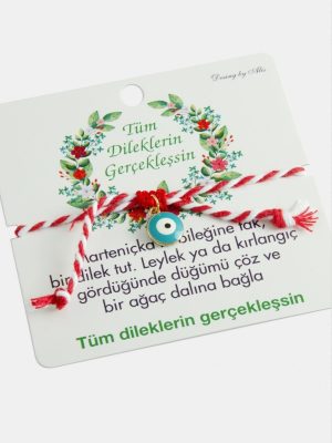 Nazar Marteniçka Makrome İp Bileklik-Kırmızı