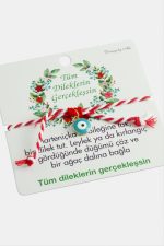 Nazar Marteniçka Makrome İp Bileklik-Kırmızı - Görsel 3