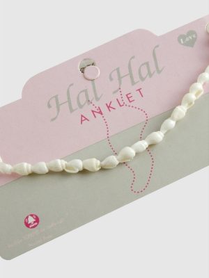 Deniz Kabuğu Boncuk Halhal-Beyaz