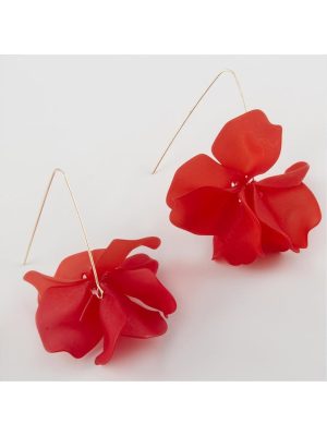 Çiçek Figürlü Zara Küpe-Kırmızı