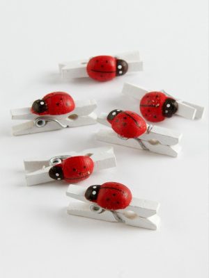 1 Adet Uğur Böceği Süs Mandal-Beyaz