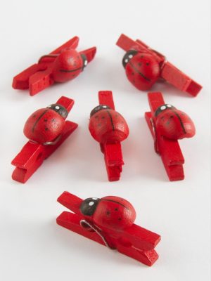 1 Adet Uğur Böceği Süs Mandal-Kırmızı