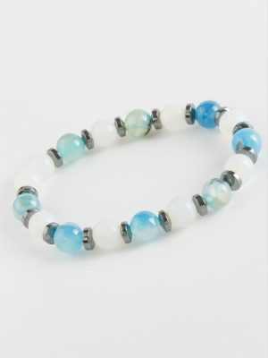 Akik Ay Taşı Doğaltaş Bileklik-Mavi