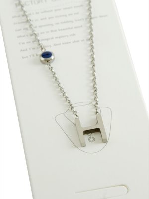 Gümüş Renkli Harfli Çelik Kolye-H