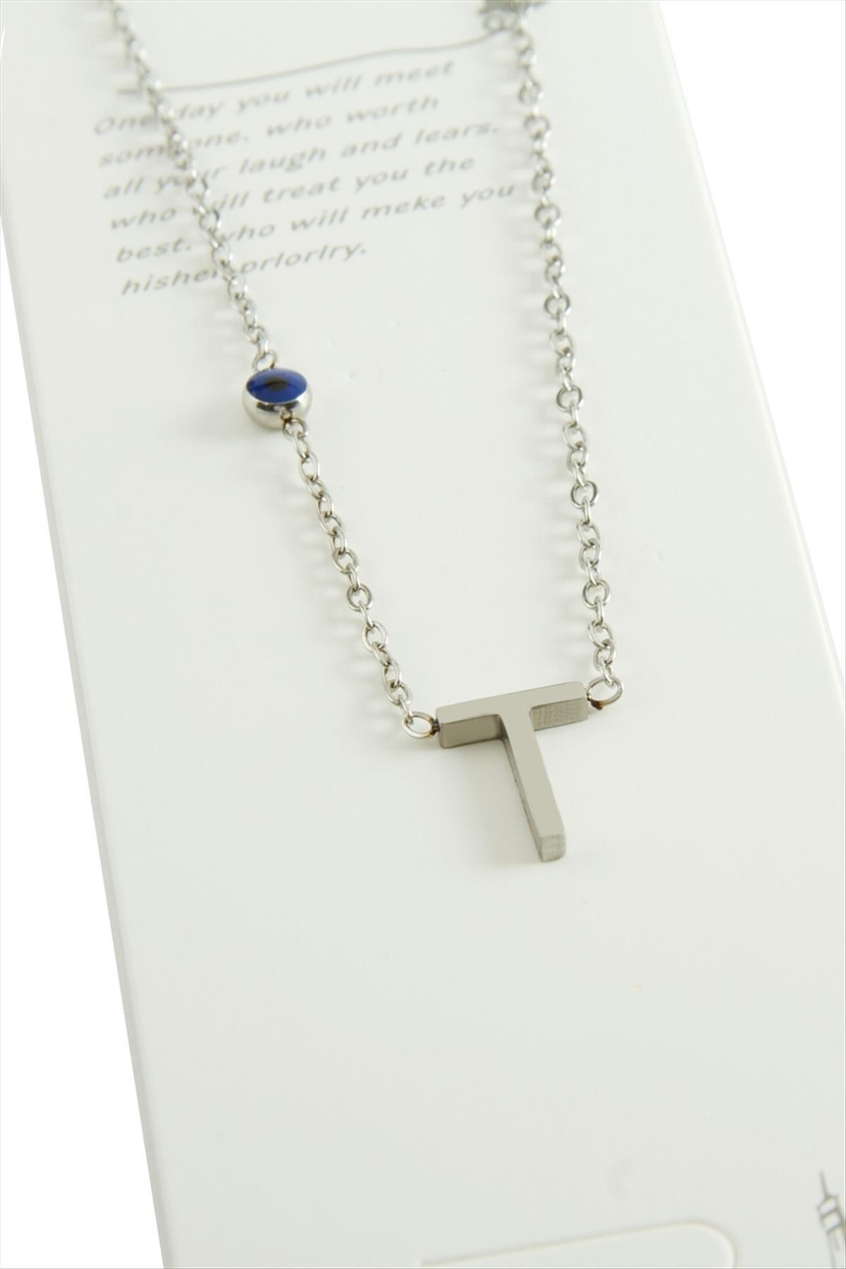 1205817_Gumus-Renkli-Harfli-Celik-Kolye-3e70.jpg Gümüş Renkli Harfli Çelik Kolye-T - Görsel 1