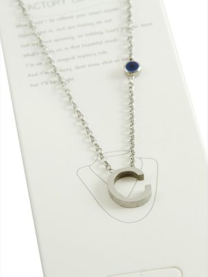 Gümüş Renkli Harfli Çelik Kolye-C