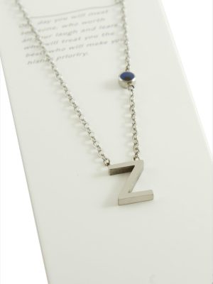 Gümüş Renkli Harfli Çelik Kolye-Z