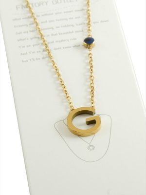 Sarı Renkli Harfli Çelik Kolye-G