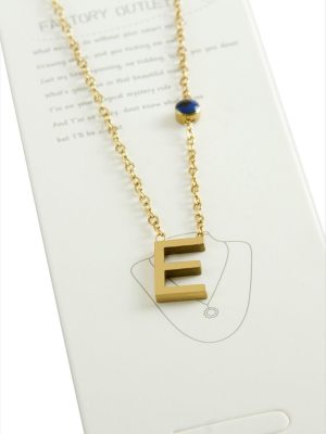 Sarı Renkli Harfli Çelik Kolye-E