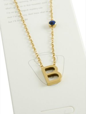 Sarı Renkli Harfli Çelik Kolye-B