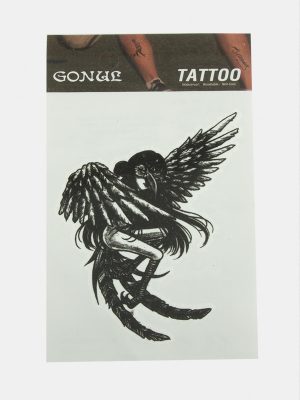Kanatlı Kadın Tattoo Dövme Sticker-Beyaz