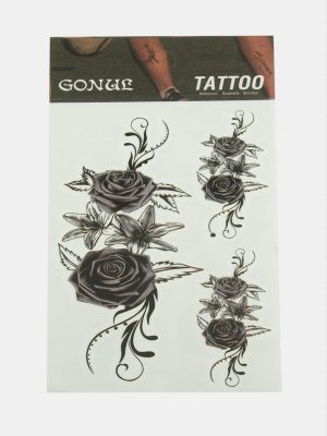 Gül Tattoo Dövme Sticker-Beyaz