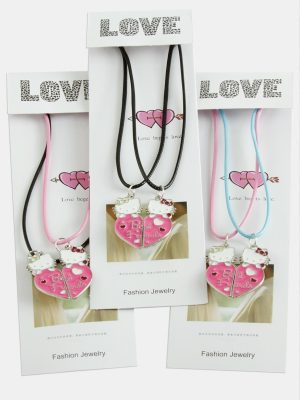 Kalp Uçlu Çift Kolye-Renkli