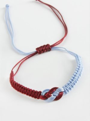 Bordo Mavi Makrome Örgülü Bileklik-Bordo