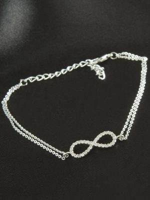 Sonsuzluk Zirkon Taşlı Bileklik-Gümüş Rengi