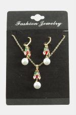 Kalp İnci Zirkon Taşlı Set Kolye-Renkli - Görsel 2