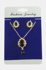 Oval Zirkon Taşlı Set Kolye-Siyah - Görsel 2