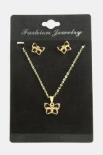 Kelebek Zirkon Taşlı Set Kolye-Siyah - Görsel 2