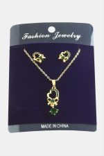 Kalp Fiyong Zirkon Taşlı Set Kolye-Siyah