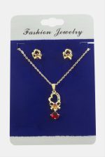 Kalp Fiyong Zirkon Taşlı Set Kolye-Renkli - Görsel 2