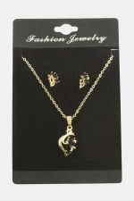 Çiçek Zirkon Taşlı Set Kolye-Siyah - Görsel 2