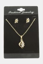 Çiçek Zirkon Taşlı Set Kolye-Gümüş Rengi - Görsel 2