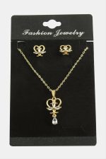 Kalp Zirkon Taşlı Set Kolye-Gümüş Rengi - Görsel 2