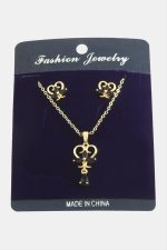 Kalp Zirkon Taşlı Set Kolye-Siyah - Görsel 2