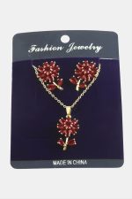 Papatya Zirkon Taşlı Set Kolye-Siyah