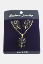 Papatya Zirkon Taşlı Set Kolye-Siyah - Görsel 2