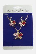 Kelebek Zirkon Taşlı Set Kolye-Yeşil