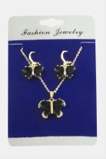 Kelebek Zirkon Taşlı Set Kolye-Siyah - Görsel 2